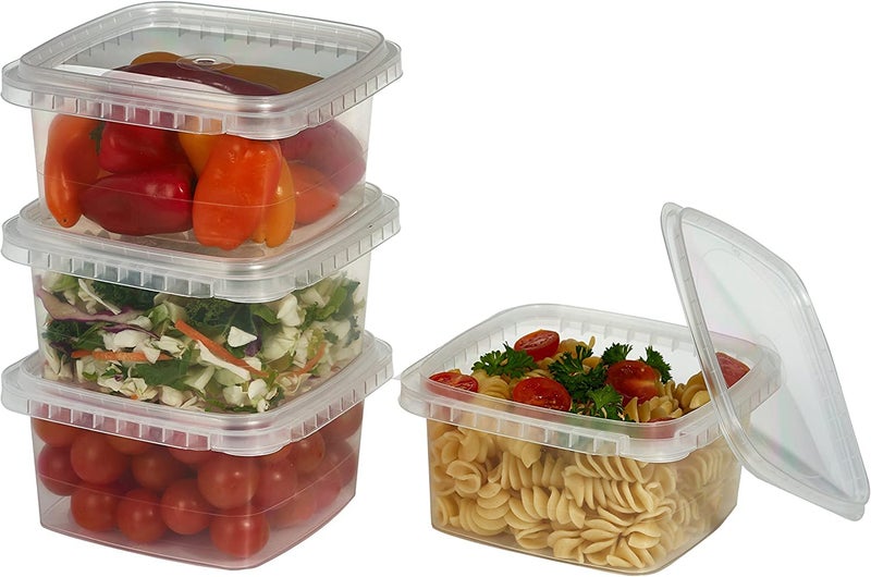Decony 32 oz 25 Pc. Square Clear Deli Containers with Lids Disposable BPA Free Square Plastic Food Storage Containers with Lids Airtight for Meal Prep Take Out Kitchen - Image 1